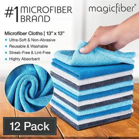 img 3 attached to 🧼 MagicFiber Microfiber Cleaning Cloth - 12 Pack, 13x13 in - Ultra Absorbent Reusable Rags for Dusting, Windows, Kitchenware, Cars & More!