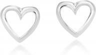 925 sterling silver heart outline stud earrings - cute and stylish! logo
