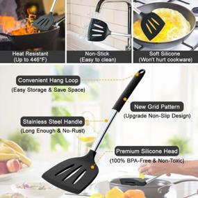 img 1 attached to 31Pc Silicone Kitchen Utensil Set - Heat Resistant Non-Stick Spatula With Stainless Steel Handle (BPA Free, Non Toxic)