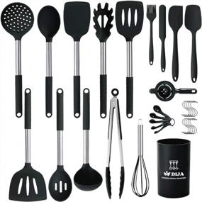 img 4 attached to 31Pc Silicone Kitchen Utensil Set - Heat Resistant Non-Stick Spatula With Stainless Steel Handle (BPA Free, Non Toxic)