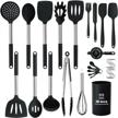 31pc silicone kitchen utensil set - heat resistant non-stick spatula with stainless steel handle (bpa free, non toxic) logo