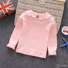 img 1 attached to 👶 Adorable Baby Girl Kids Blouses: Stylish Long-Sleeved Solid Color Doll Collar T-Shirt Top Bottom