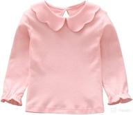 👶 adorable baby girl kids blouses: stylish long-sleeved solid color doll collar t-shirt top bottom логотип