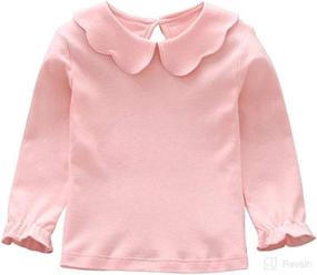 img 3 attached to 👶 Adorable Baby Girl Kids Blouses: Stylish Long-Sleeved Solid Color Doll Collar T-Shirt Top Bottom