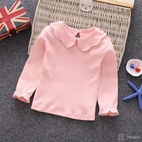 img 2 attached to 👶 Adorable Baby Girl Kids Blouses: Stylish Long-Sleeved Solid Color Doll Collar T-Shirt Top Bottom