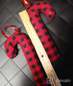 img 8 attached to Set Of 12 Buffalo Plaid Candy Cane Christmas Tree, Wreath, And Garland Ornaments - 3 X 7 Inches