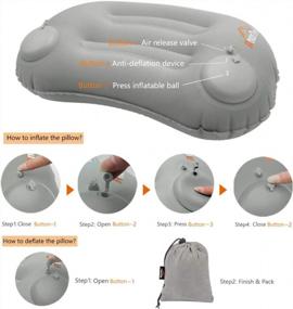 img 2 attached to AnorTrek Ultralight Inflatable Camping Pillow For Neck & Lumbar Support - Soft Compressible Travel Air Pillow For Hiking, Airplane & Road Trip (Gray)