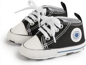 img 4 attached to Белые кожаные кроссовки для новорожденных - KIDSUN Младенческая повседневная обувь с нескользящей подошвой для мальчиков и девочек First Walker Обувь для кроватки First Walker