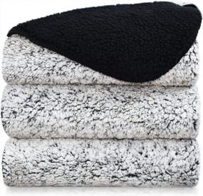 img 4 attached to Оставайтесь в тепле и уюте с пушистым плюшевым флисовым одеялом STFLY Sherpa для дивана, дивана и кровати - идеальное зимнее роскошное одеяло для взрослых (черное, 60 X 80 дюймов)