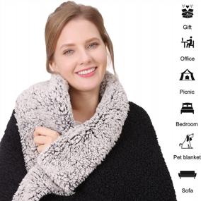img 1 attached to Оставайтесь в тепле и уюте с пушистым плюшевым флисовым одеялом STFLY Sherpa для дивана, дивана и кровати - идеальное зимнее роскошное одеяло для взрослых (черное, 60 X 80 дюймов)