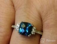 img 1 attached to Peora 14K White Gold London Blue Topaz Ring For Women With White Topaz Accents, Birthstone Gemstone, Designer 2.50 Carats Cushion Cut 8Mm, Comfort Fit, Available In Sizes 5 To 9 review by Beth Wagner