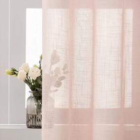 img 3 attached to Maxmill Faux Linen Textured Semi-Sheer Rod Pocket Curtains, Slubby Yarn, Sheer Drapes, Voile Window Treatment For Living Room, Bedroom, Dining Room, Solid Color, Blush, 54 X 63 Inches, 2 Panels