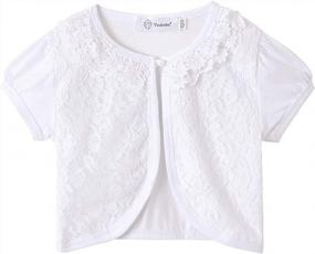 img 4 attached to Cute And Comfortable: SMILING PINKER Little Girls Lace Bolero For Short Sleeve Coverage