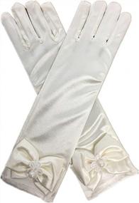 img 3 attached to Girl'S Party Gloves: DreamHigh Children'S Stretch Satin Finger-Length Dress Gloves