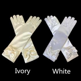 img 2 attached to Перчатки для вечеринок для девочек: детские классические перчатки DreamHigh из эластичного атласа до пальцев