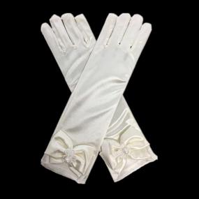 img 1 attached to Girl'S Party Gloves: DreamHigh Children'S Stretch Satin Finger-Length Dress Gloves