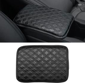 img 4 attached to 🚘 BLAU GRUN Auto Center Console Pad/Cover, 11.8"x8.2" Universal Coarse Linen Armrest Seat Box Cover for Cars, Trucks, Dustproof Car Armrest Box Protector (Black)