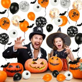 img 1 attached to Оранжево-черный комплект гирлянды из воздушных шаров на Хэллоуин с воздушными шарами-пауками и воздушными шарами-глазами - 126 шт. для украшения дома и вечеринки в саду: LOVESTOWN