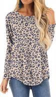 leopard print casual tunic top for women - jomedesign long sleeve side split blouse in small logo