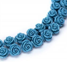 img 3 attached to 8Mm Blue Synthetic Turquoise Rose Howlite Coral Flower Carving Beads 20Pcs Bag Jewelry Making BRCbeads