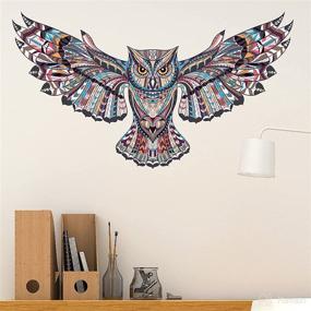 img 2 attached to 🌈 Colorful Tribal Animal Wall Decals - Owl, Butterfly, and Rooster Stickers for Creative Home Decor