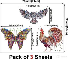 img 3 attached to 🌈 Colorful Tribal Animal Wall Decals - Owl, Butterfly, and Rooster Stickers for Creative Home Decor