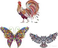 🌈 colorful tribal animal wall decals - owl, butterfly, and rooster stickers for creative home decor логотип