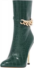 img 1 attached to LISHAN Women'S Mid Calf Stiletto Heel Green Crocodile Boots