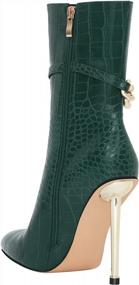 img 2 attached to LISHAN Women'S Mid Calf Stiletto Heel Green Crocodile Boots