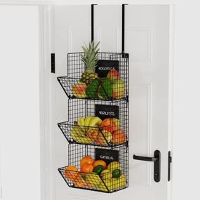 img 4 attached to Wall35 Fruta Hanging Fruit Basket For Kitchen Pantry Organization And Storage, Over The Door Organizer For Fruit And Vegetable Storage,3 Tier Fruit Basket Modular/ Freestanding/ Wall Mount Wire Basket