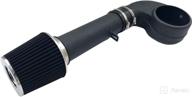 cold air intake kit with filter for chevrolet gmc c/k/r/v c1500 c2500 c3500 k1500 k2500 k3500 suburban 1500 2500 engine 4.3l v6 5.0l 5.7l v8 (black tube & black filter) logo