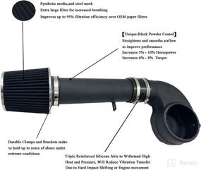 img 3 attached to Cold Air Intake Kit with Filter for Chevrolet GMC C/K/R/V C1500 C2500 C3500 K1500 K2500 K3500 Suburban 1500 2500 Engine 4.3L V6 5.0L 5.7L V8 (Black Tube & Black Filter)