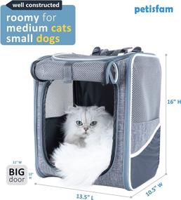 img 1 attached to Ultimate Comfort in Pet Travel: petisfam Ergonomic Design Cat Travel Backpack Carrier with Magic Straps