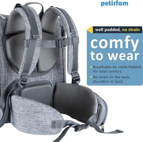 img 3 attached to Ultimate Comfort in Pet Travel: petisfam Ergonomic Design Cat Travel Backpack Carrier with Magic Straps