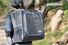 img 2 attached to Ultimate Comfort in Pet Travel: petisfam Ergonomic Design Cat Travel Backpack Carrier with Magic Straps