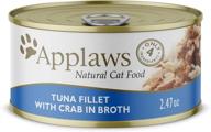 🐟 applaws natural wet cat food, 2.47oz cans - tuna fillet with crab in broth, 24 pack - limited ingredient canned wet cat food логотип