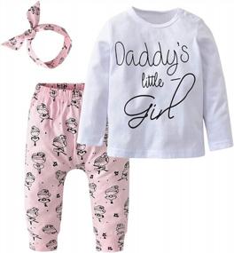 img 4 attached to Adorable 3-Piece Outfit Set For Baby Girls - T-Shirt, Pants & Headband!