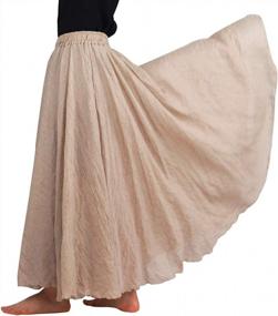 img 4 attached to Women'S Cotton Linen Bohemian Maxi Skirt - Two Layer Swing A-Line Flowy Long Skirt