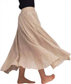 img 2 attached to Women'S Cotton Linen Bohemian Maxi Skirt - Two Layer Swing A-Line Flowy Long Skirt