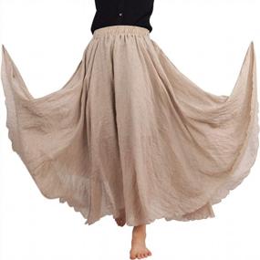 img 1 attached to Women'S Cotton Linen Bohemian Maxi Skirt - Two Layer Swing A-Line Flowy Long Skirt