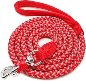 img 4 attached to Mycicy 3/4/6/10 FT Reflective Dog Leash, Strong Rope Dogs Leashes Nylon Braided Heavy Duty, Comfortable Padded Handle Lead For Large Medium Small Puppy Breed Dogs