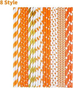 img 1 attached to 🍁 Cooraby 200-Piece Thanksgiving Paper Straws: Orange and Gold Assorted Biodegradable Straw Mix for Fall Leaf Autumn Wedding Supplies - 8 Style Variety Pack