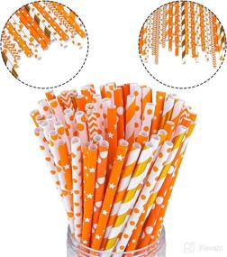 img 2 attached to 🍁 Cooraby 200-Piece Thanksgiving Paper Straws: Orange and Gold Assorted Biodegradable Straw Mix for Fall Leaf Autumn Wedding Supplies - 8 Style Variety Pack