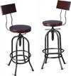 set of 2 height-adjustable industrial swivel bar stools with backrest for kitchen, dining, office or counter - vintage style guest chairs by bokkolik logo