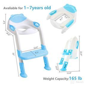 img 3 attached to 🚽 Besthls Potty Training Ladder Seat for Kids Boys Girls - Toddler Toilet Training Chair with Step Stool Ladder, Soft Anti-Cold Padded Seat, Handles & Non-Slip Wide Steps (Light Sky Blue)