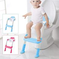 🚽 besthls potty training ladder seat for kids boys girls - toddler toilet training chair with step stool ladder, soft anti-cold padded seat, handles & non-slip wide steps (light sky blue) logo