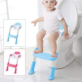 img 4 attached to 🚽 Besthls Potty Training Ladder Seat for Kids Boys Girls - Toddler Toilet Training Chair with Step Stool Ladder, Soft Anti-Cold Padded Seat, Handles & Non-Slip Wide Steps (Light Sky Blue)