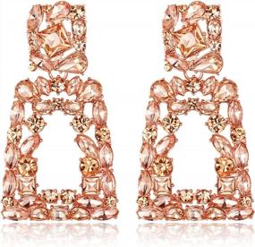 img 4 attached to Women'S Rectangle Dangle Earrings W/ Rhinestone Crystal Geometric Statement Design