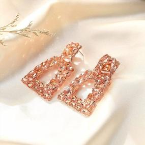 img 2 attached to Women'S Rectangle Dangle Earrings W/ Rhinestone Crystal Geometric Statement Design