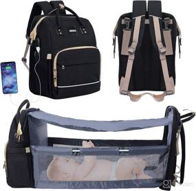img 4 attached to 🎒 3-in-1 Diaper Bag Backpack: Foldable Baby Bed, USB Charge & Waterproof Travel Bag
